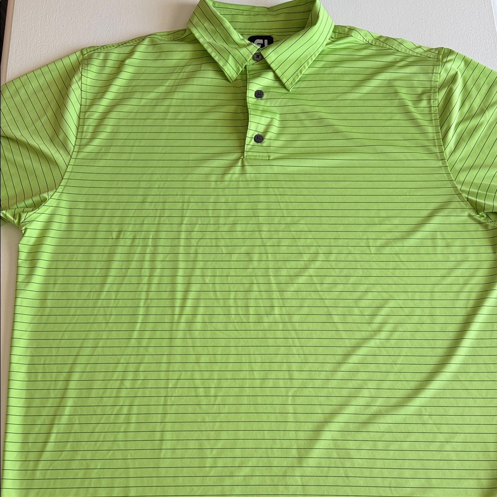 Men's Green FootJoy Striped Polo Shirt